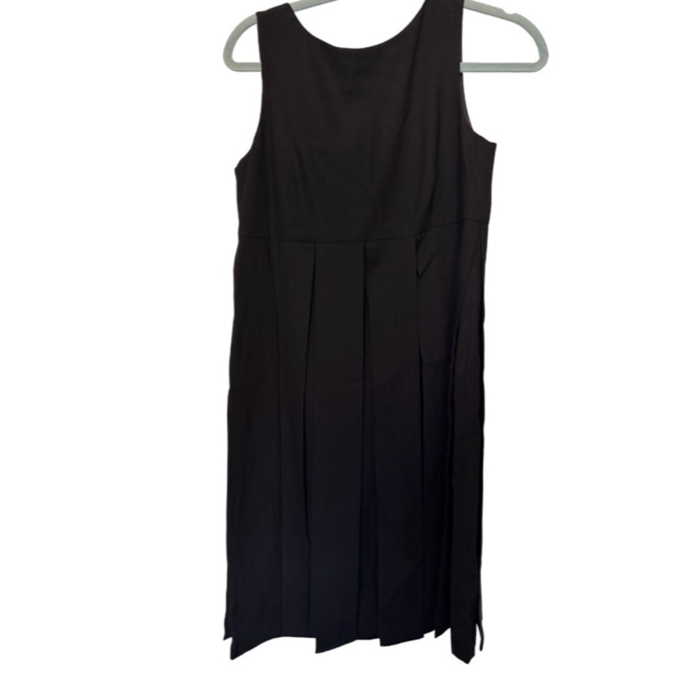 CAbi Black Pleated Midi Sheath Dress